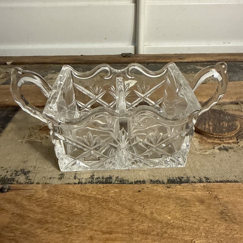 Vintage Godinger Shannon Crystal Divided Sugar Packet Caddy Holder with Handles